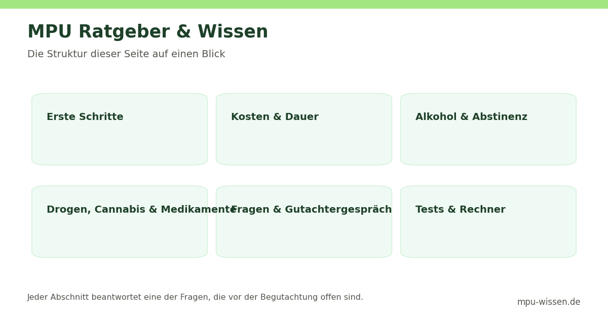 MPU Ratgeber & Wissen – Die Struktur dieser Seite auf einen Blick
